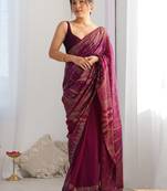 purple Georgette sequin saree With Blouse