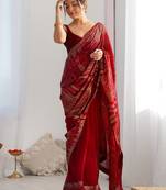 red Georgette sequin saree With Blouse