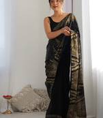 black Georgette sequin saree With Blouse