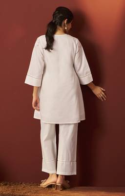 Off white pure cotton printed co-ord set for women 2