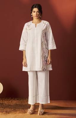 Off white pure cotton printed co-ord set for women 3
