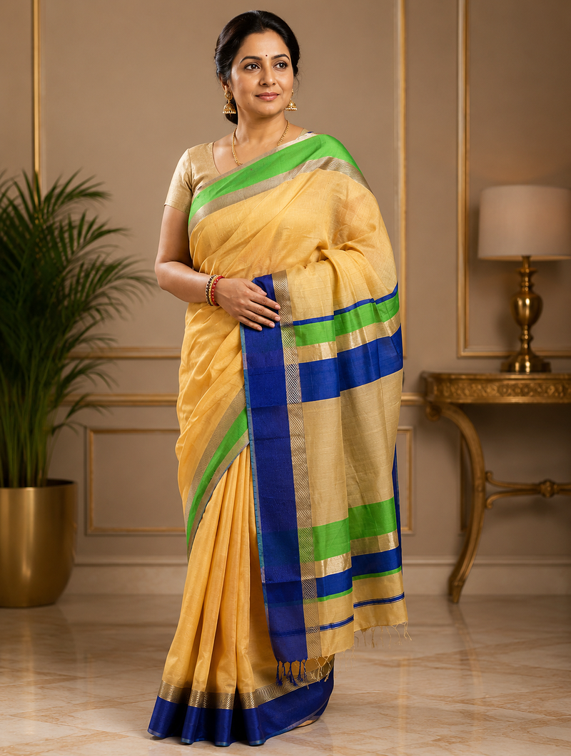 Multicolor Maheshwari Saree With Blouse