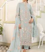 Sky color embroideried faux georgette semi stitched salwar suit