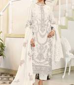 Cream grey color embroideried faux georgette semi stitched salwar suit