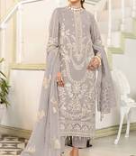 Light grey  color embroideried faux georgette semi stitched salwar suit