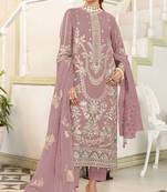 Pink color embroideried faux georgette semi stitched salwar suit