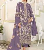 Lavender color embroideried faux georgette semi stitched salwar suit