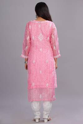 Floral Embroidered Cotton Chikankari Straight Kurta for Women 3