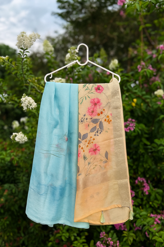 Multicolor Kota Silk blend Digital Print Saree