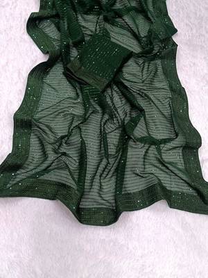 green Georgette sequin saree With Blouse 5