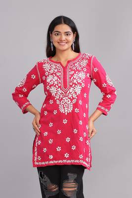 Stylish Pink Embroidered Chikankari Kurta for Women | Ethnic Wear 1