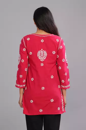 Stylish Pink Embroidered Chikankari Kurta for Women | Ethnic Wear