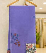 purple Hand Painted Khadi Handloom Saree With Blouse