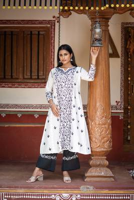 Womens chikankari chanderi kurta 1