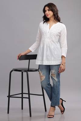 Trendy chikankari-cotton-top for girls  1