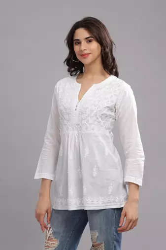 Trendy chikankari-cotton-top for girls 