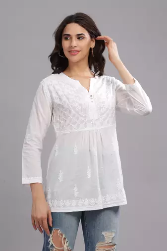 Trendy chikankari-cotton-top for girls 