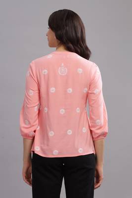 Women Pink Cotton Chikankari Kurta | Embroidered Short Kurti Top 2