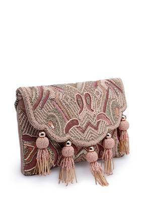  boho dusty pink abstract embellished satin sling bag 11