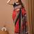 Rust hand block printed with natural dye cotton silk saree with blouse piece