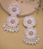 sylvan blush pink & white floral handcrafted drop earrings