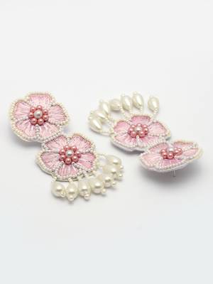 sylvan blush pink & white floral handcrafted drop earrings 4