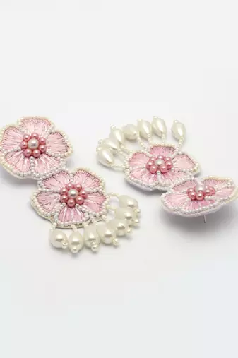sylvan blush pink & white floral handcrafted drop earrings