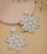 snowflake silver & white star shaped handcrafted chandbalis