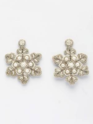 snowflake silver & white star shaped handcrafted chandbalis 3