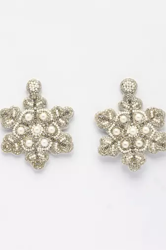 snowflake silver & white star shaped handcrafted chandbalis