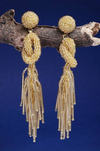 Anekaant outre gold eardrop shaped handcrafted drop earrings