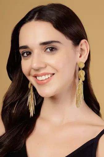 outre gold eardrop shaped handcrafted drop earrings