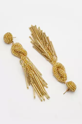 outre gold eardrop shaped handcrafted drop earrings