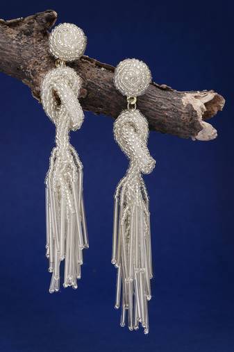 Anekaant outre silver eardrop shaped handcrafted drop earrings
