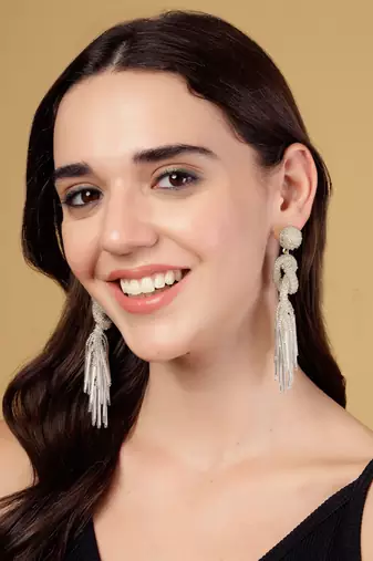 outre silver eardrop shaped handcrafted drop earrings