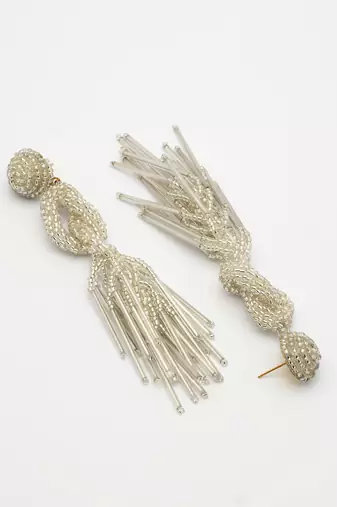 outre silver eardrop shaped handcrafted drop earrings