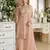Peach heavy faux georgette with viscose thread work suit