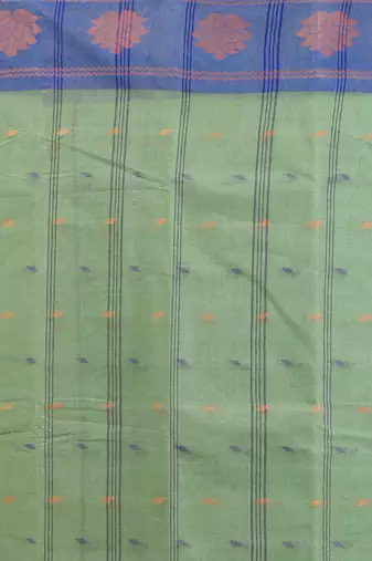 Green pure cotton tant saree with woven designs