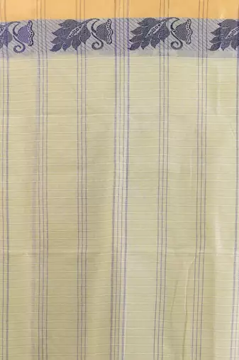 Lemon yellow pure cotton tant saree with woven designs