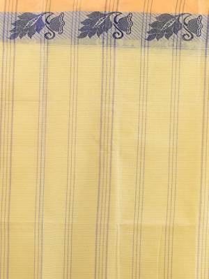 Yellow pure cotton tant saree with woven designs 4