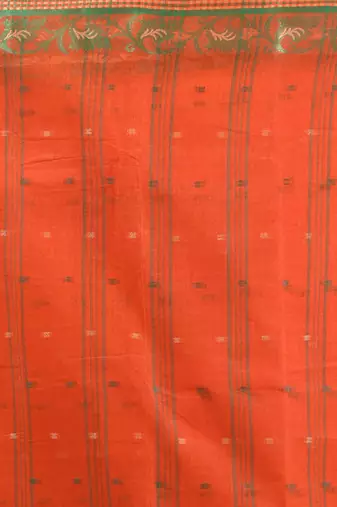 Orange pure cotton tant saree with woven designs