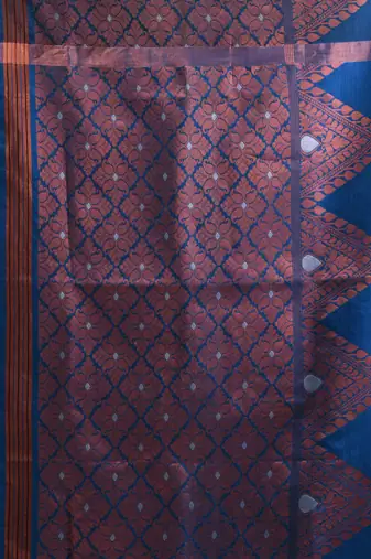 Black cotton blend saree with nakshi designs