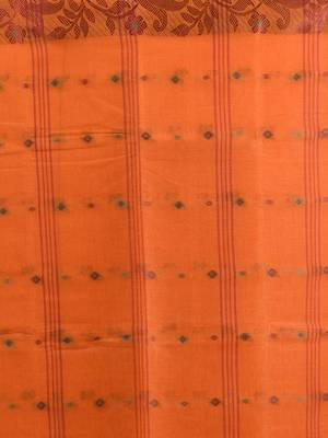 Orange pure cotton tant saree with woven designs 4