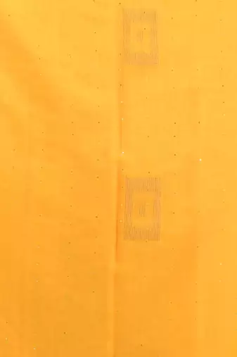 Yellow cotton blend saree with sequin work