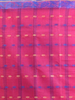 Violet pure cotton tant saree with woven designs 4