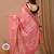 Peach hand block printed with natural dye cotton silk saree with blouse piece