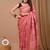 Peach hand block printed with natural dye cotton silk saree with blouse piece
