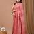 Peach hand block printed with natural dye cotton silk saree with blouse piece