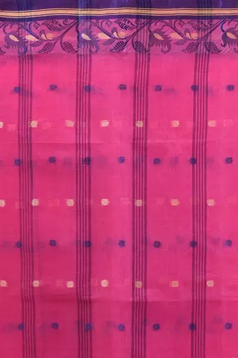 Violet pure cotton tant saree with woven designs