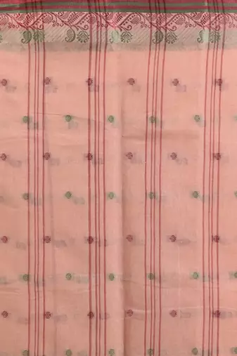 Beige pure cotton tant saree with woven designs